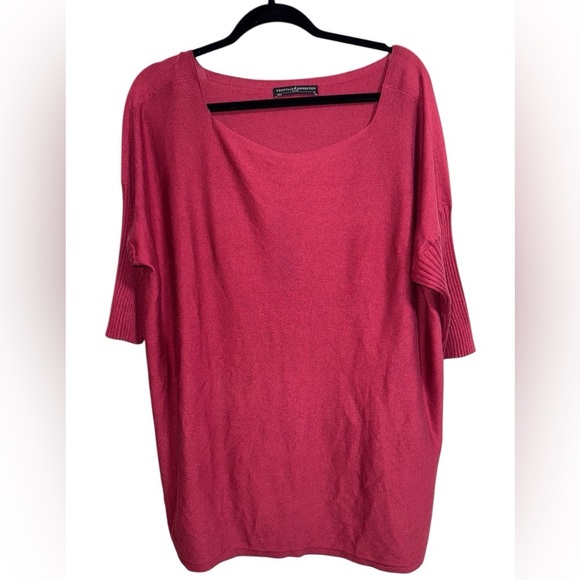 Peruvian Connection Tops - Peruvian Connection Oversized Pima Cotton Modal Knit Top XL Red Dolman Sleeve